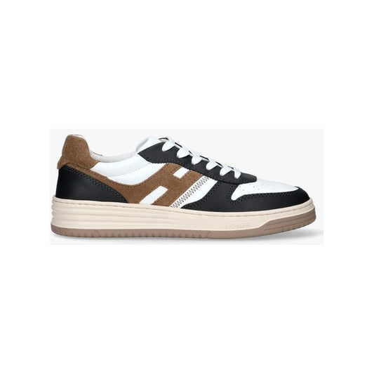 Baskets blanches marron/noires Allacciato