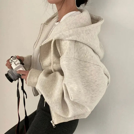 Camille | Sweat à capuche zippé surdimensionné style Harajuku 